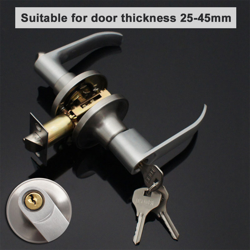 Door Knob Replacement - 3キー付きロック式ドアハンドル 玄関ドアハンドル 室内レバーロック ドアノブ交換用 寝室の正面玄関用