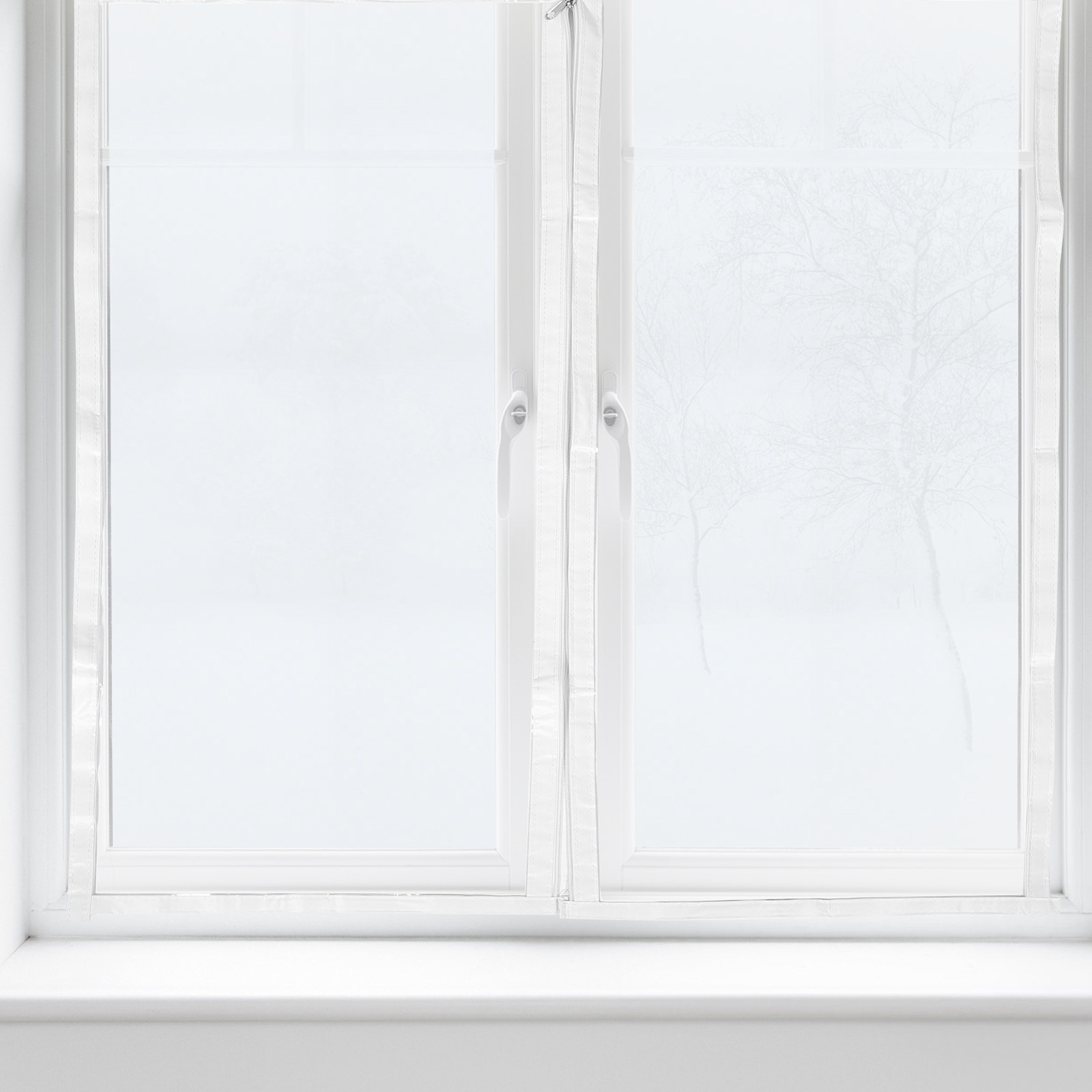 Window Insulation Film - 頑丈な冬用窓断熱フィルム、ジッパー付きで簡単開閉、防寒断熱、屋内用