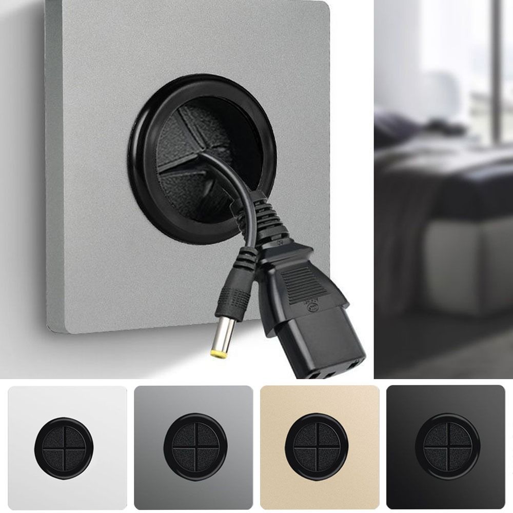 Electrical Outlet Cover - ゴムパッド付き電気用品 86タイプ コンセント穴付き ケーブルカバー 壁ブランクパネル ケーブルソケットパネル