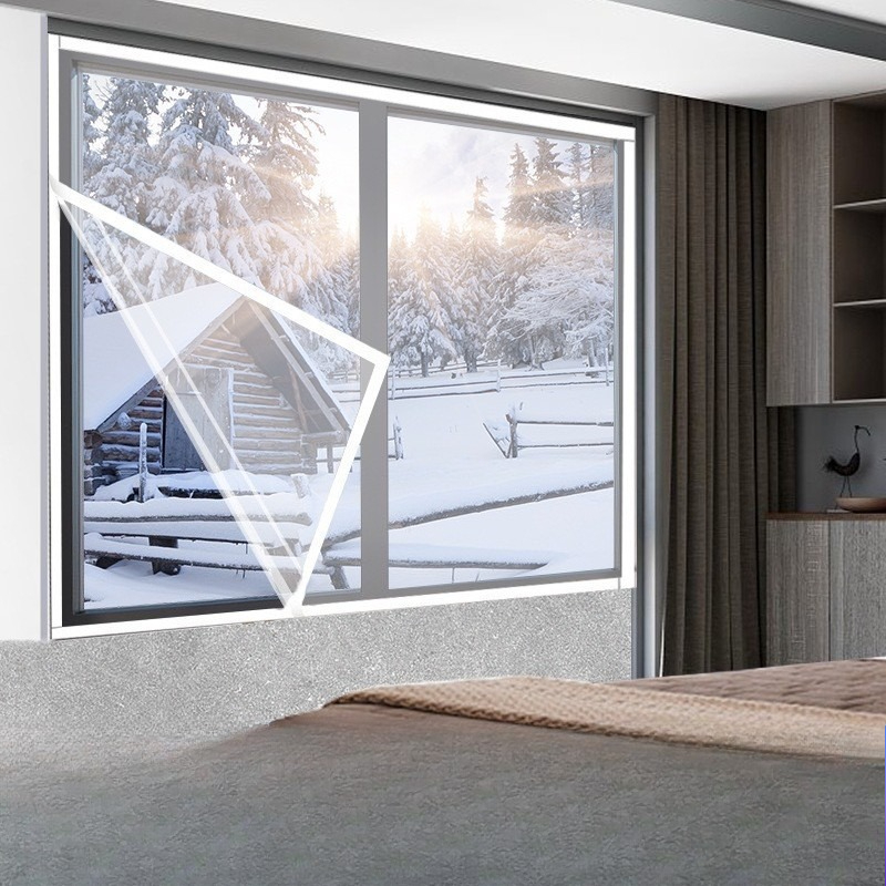 冬透明シールウィンドウスクリーン自己粘着防風暖かい窓フィルム - Window Insulation Film のレビューと価格