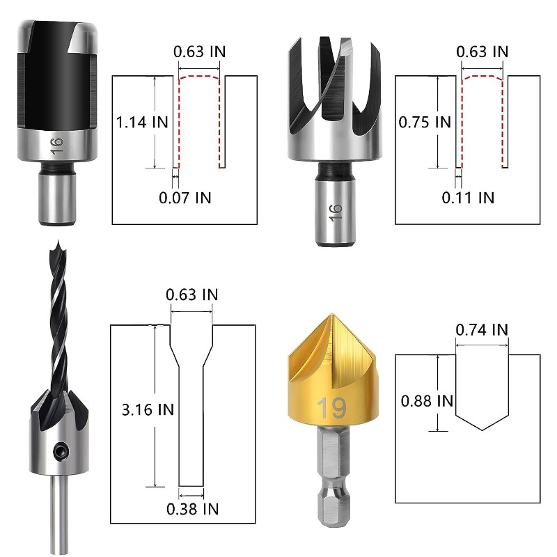 プロの木工用ドリルビットキット センターパンチ カウンターシ - Home Improvement Center のレビューと価格